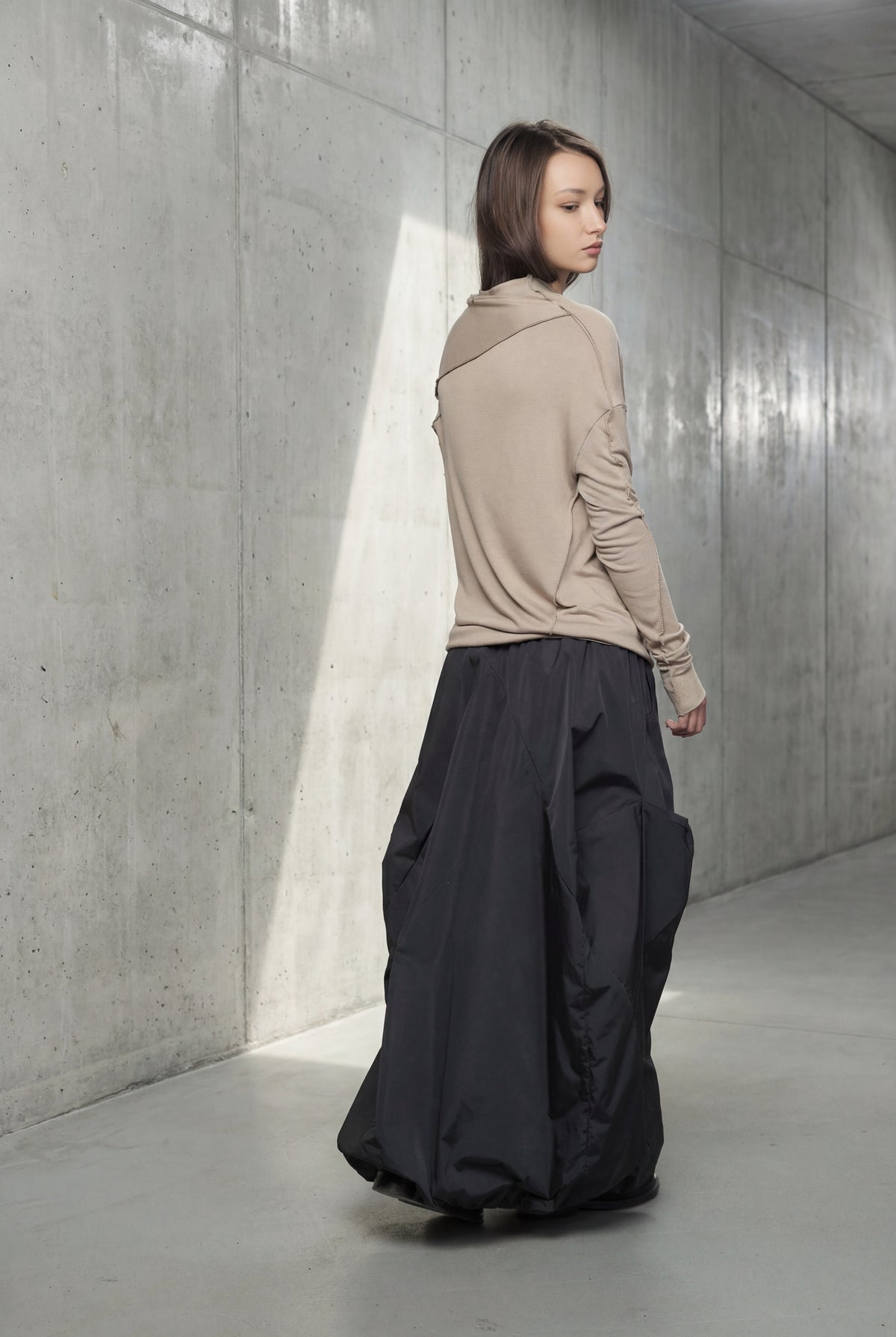 DARK BLUE & BEIGE DOUBLE SIDED DISTORTED BUBBLE SKIRT