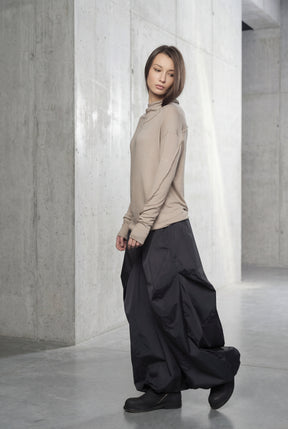 DARK BLUE & BEIGE DOUBLE SIDED DISTORTED BUBBLE SKIRT