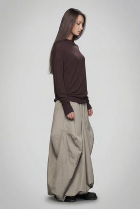 DARK BLUE & BEIGE DOUBLE SIDED DISTORTED BUBBLE SKIRT