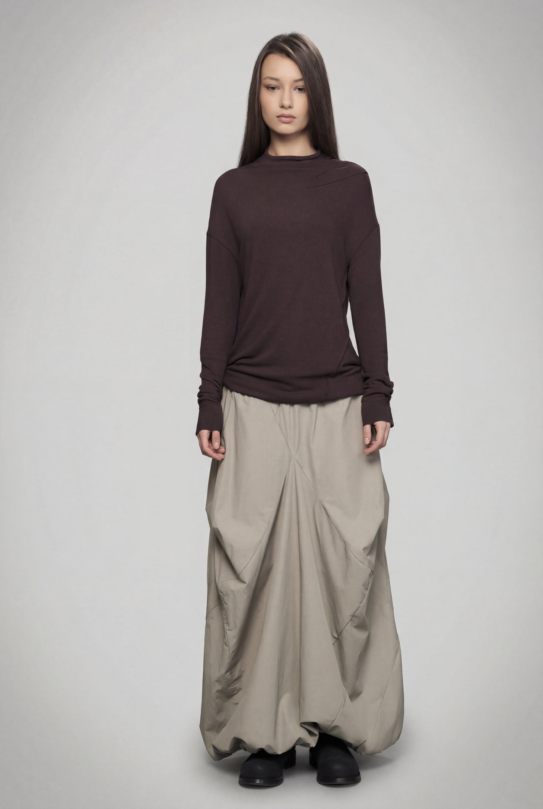 DARK BLUE & BEIGE DOUBLE SIDED DISTORTED BUBBLE SKIRT