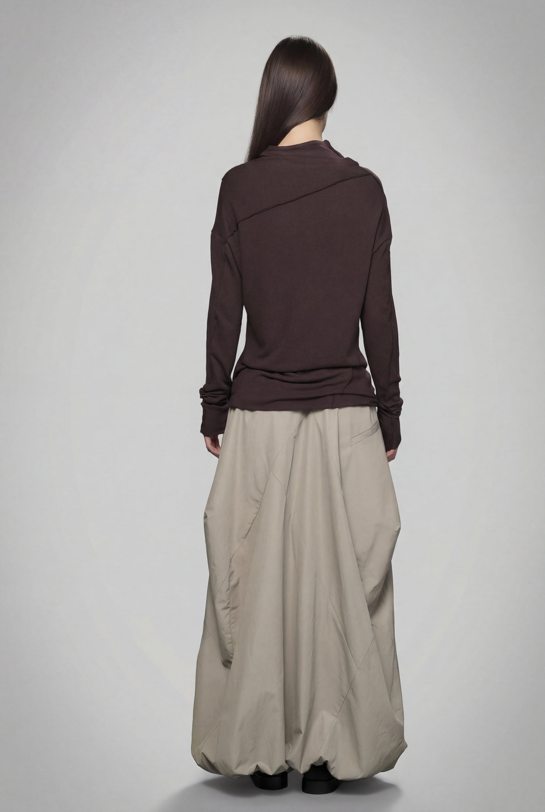 DARK BLUE & BEIGE DOUBLE SIDED DISTORTED BUBBLE SKIRT