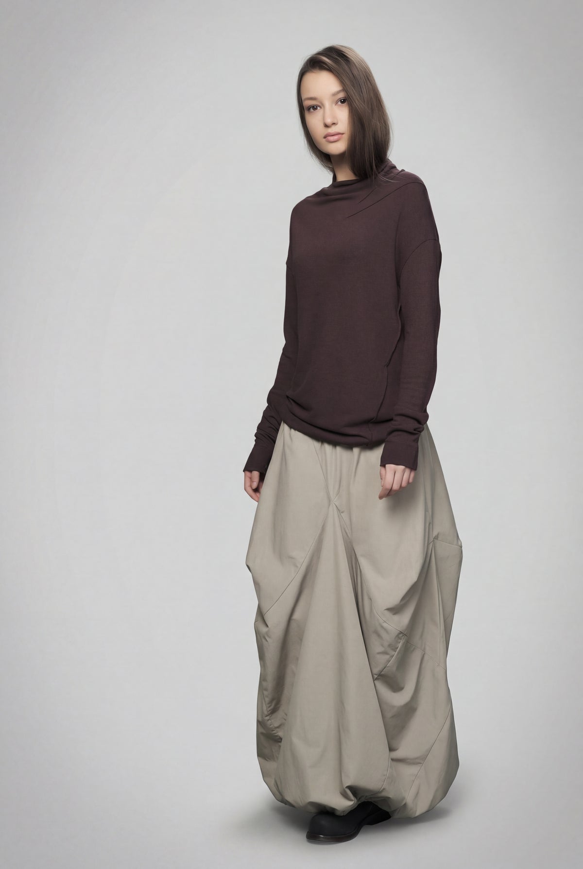 BEIGE & DARK BLUE DOUBLE SIDED DISTORTED BUBBLE SKIRT