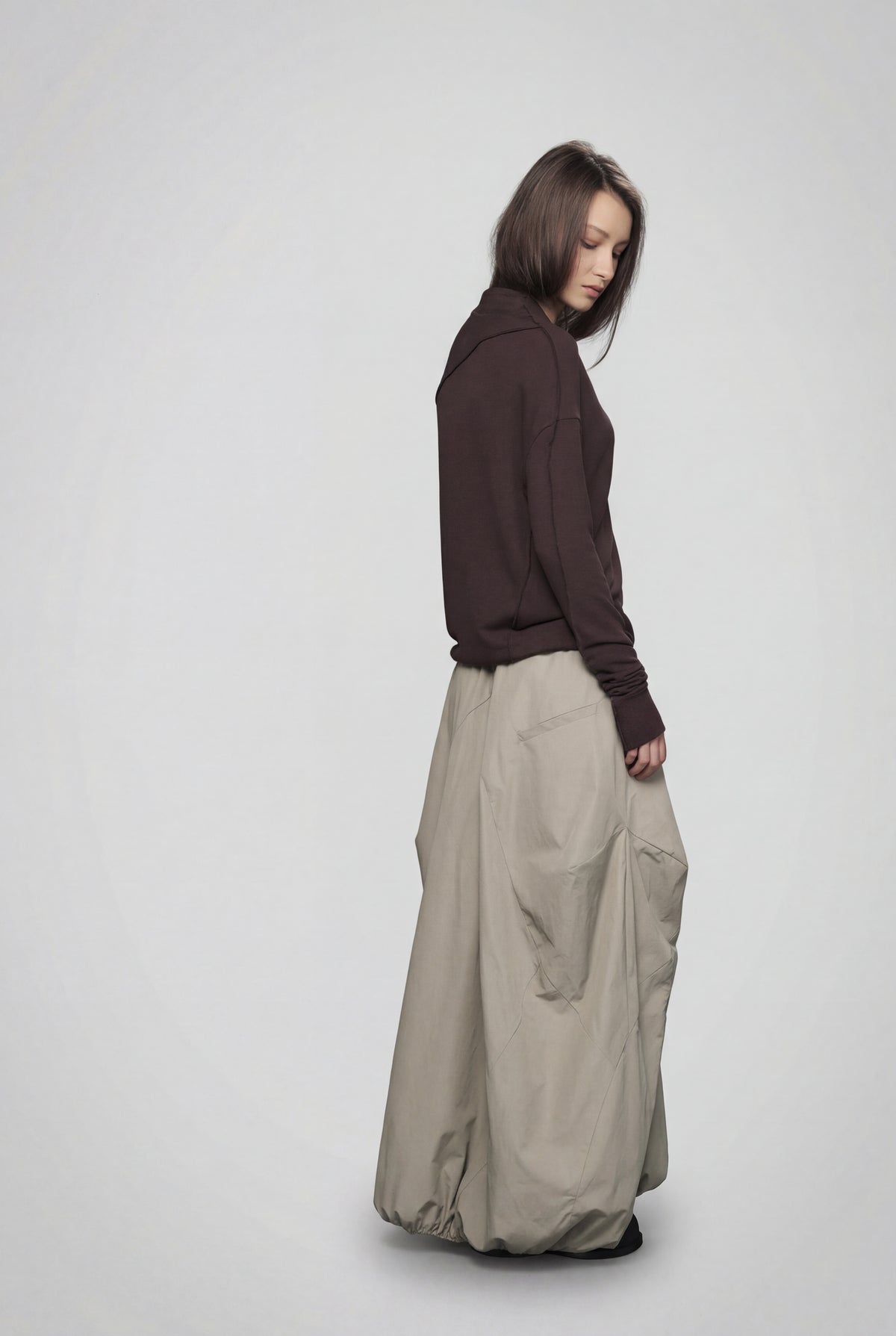 BEIGE & DARK BLUE DOUBLE SIDED DISTORTED BUBBLE SKIRT