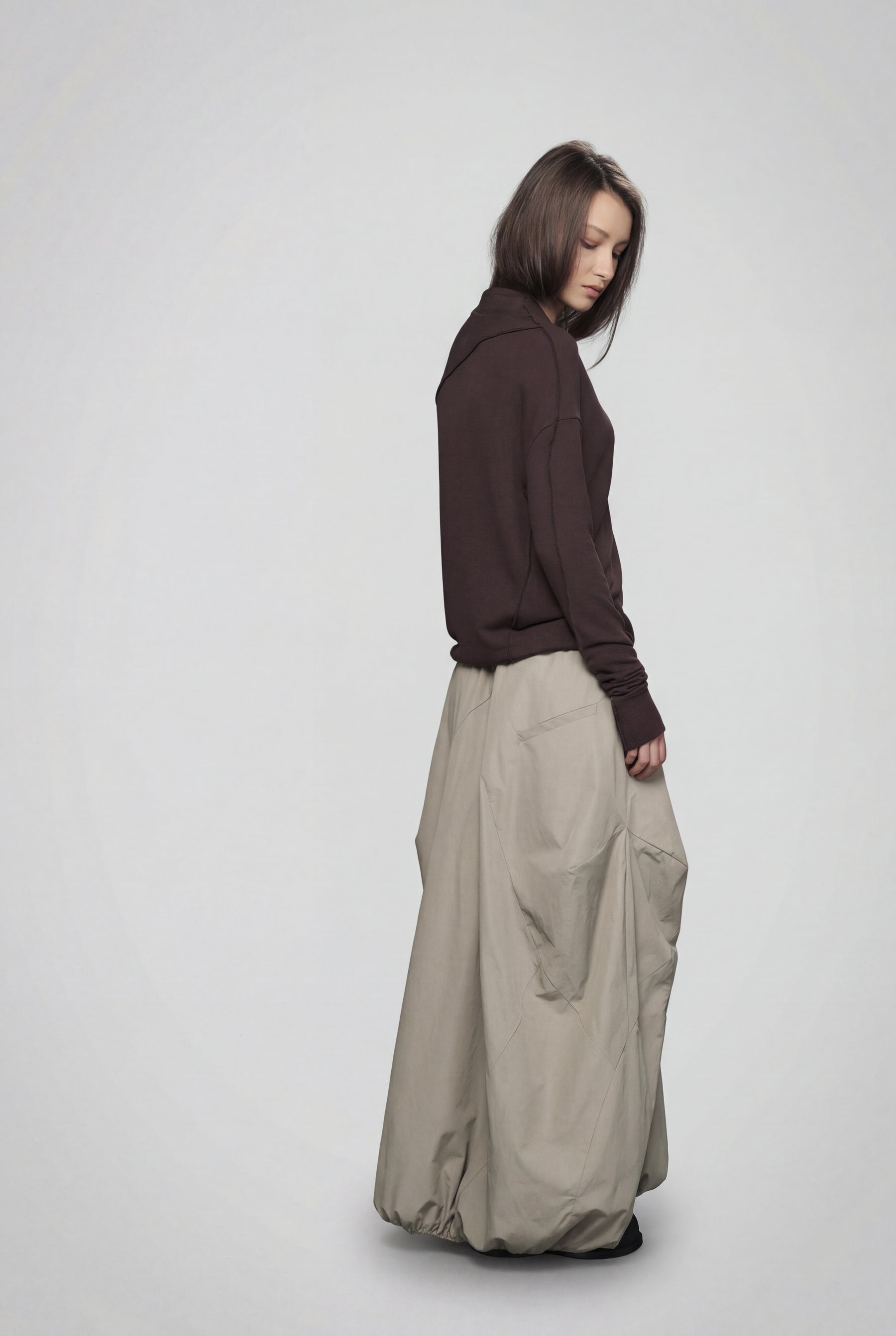 DARK BLUE & BEIGE DOUBLE SIDED DISTORTED BUBBLE SKIRT