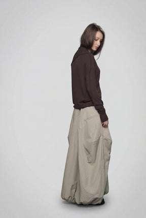 DARK BLUE & BEIGE DOUBLE SIDED DISTORTED BUBBLE SKIRT