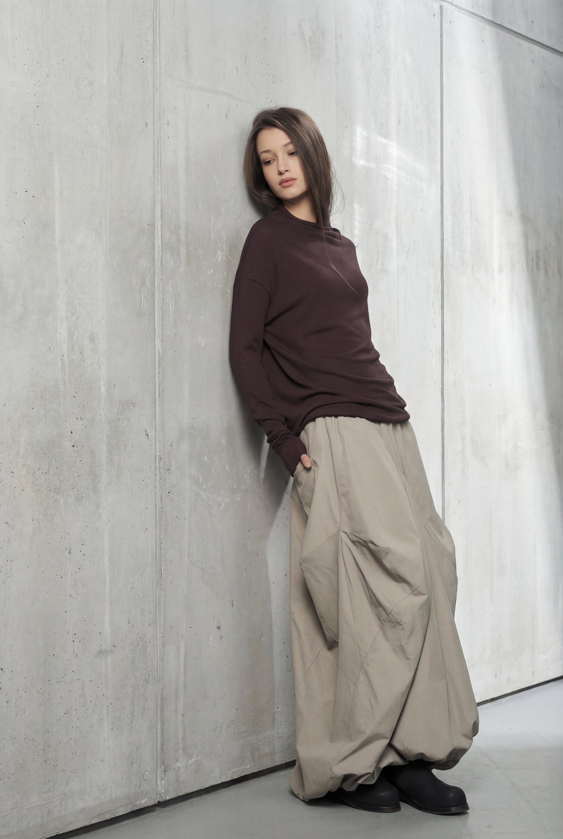 DARK BLUE & BEIGE DOUBLE SIDED DISTORTED BUBBLE SKIRT