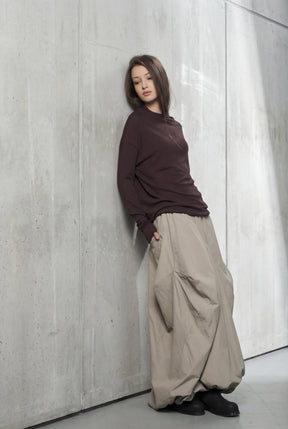 DARK BLUE & BEIGE DOUBLE SIDED DISTORTED BUBBLE SKIRT