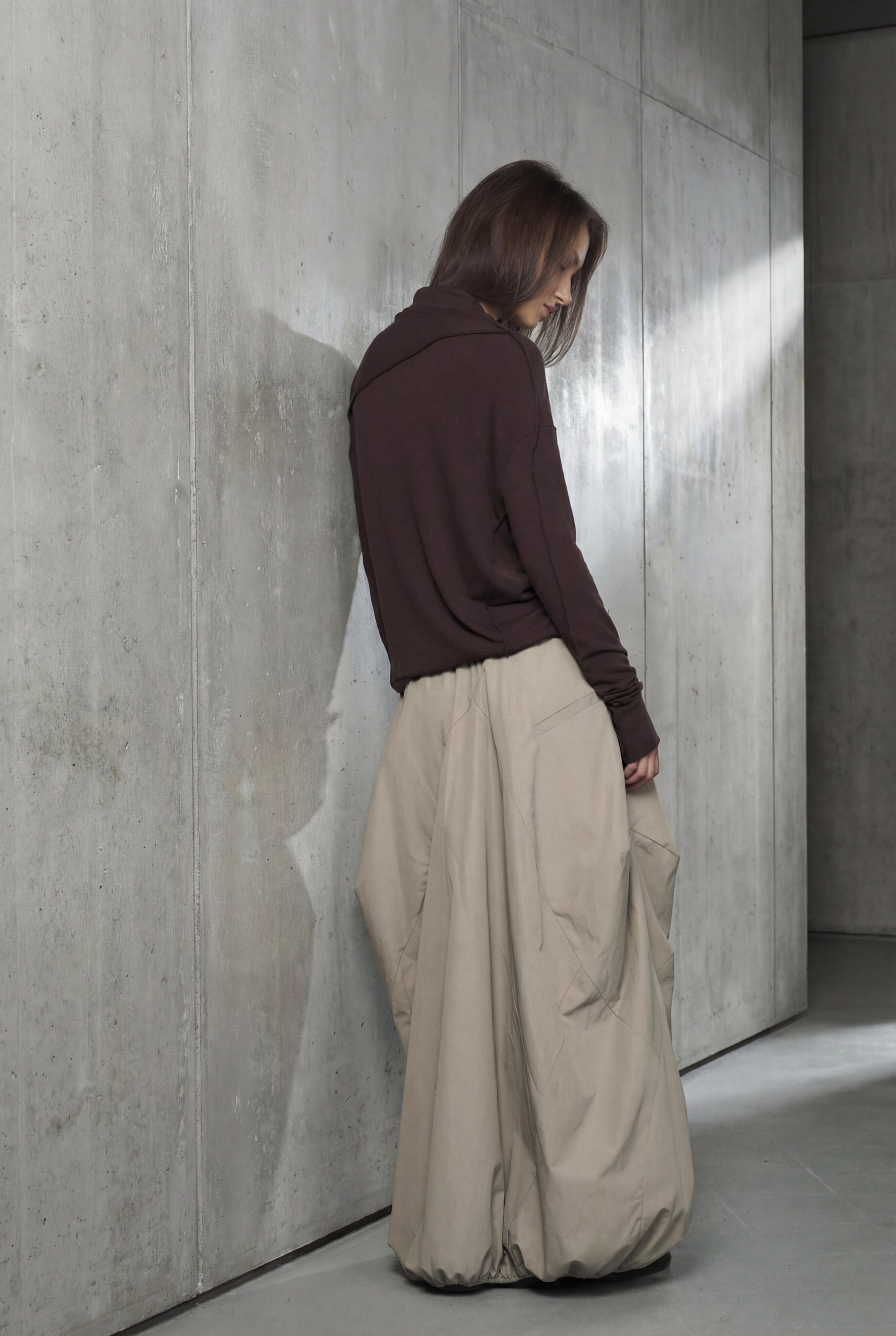DARK BLUE & BEIGE DOUBLE SIDED DISTORTED BUBBLE SKIRT