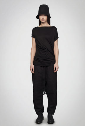 ASYMMETRICAL OFF WHITE DRAPED  WRAP TOP