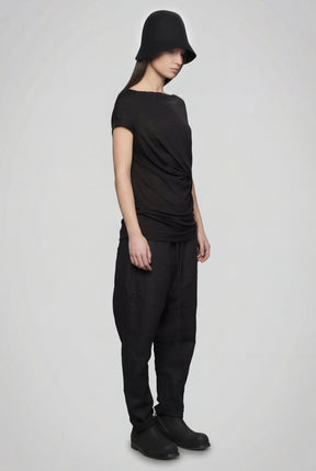 ASYMMETRICAL OFF WHITE DRAPED  WRAP TOP