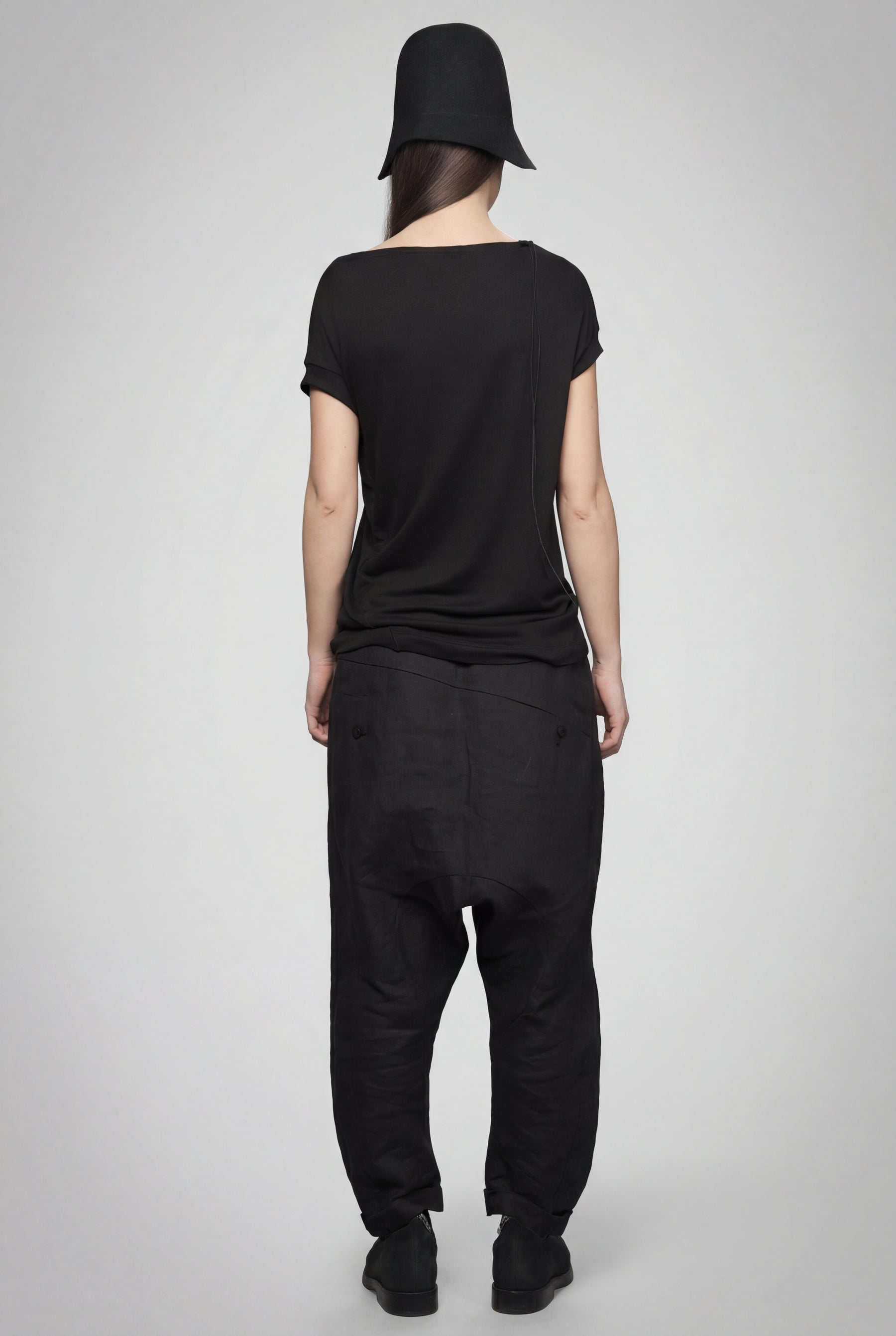 ASYMMETRICAL BLACK DRAPED  WRAP TOP