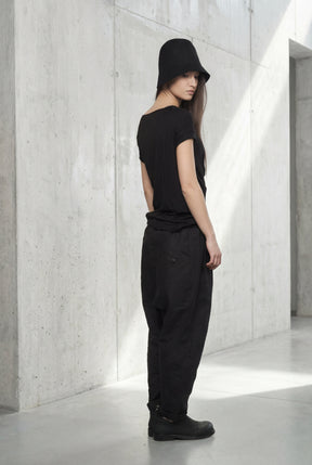 ASYMMETRICAL BLACK DRAPED  WRAP TOP