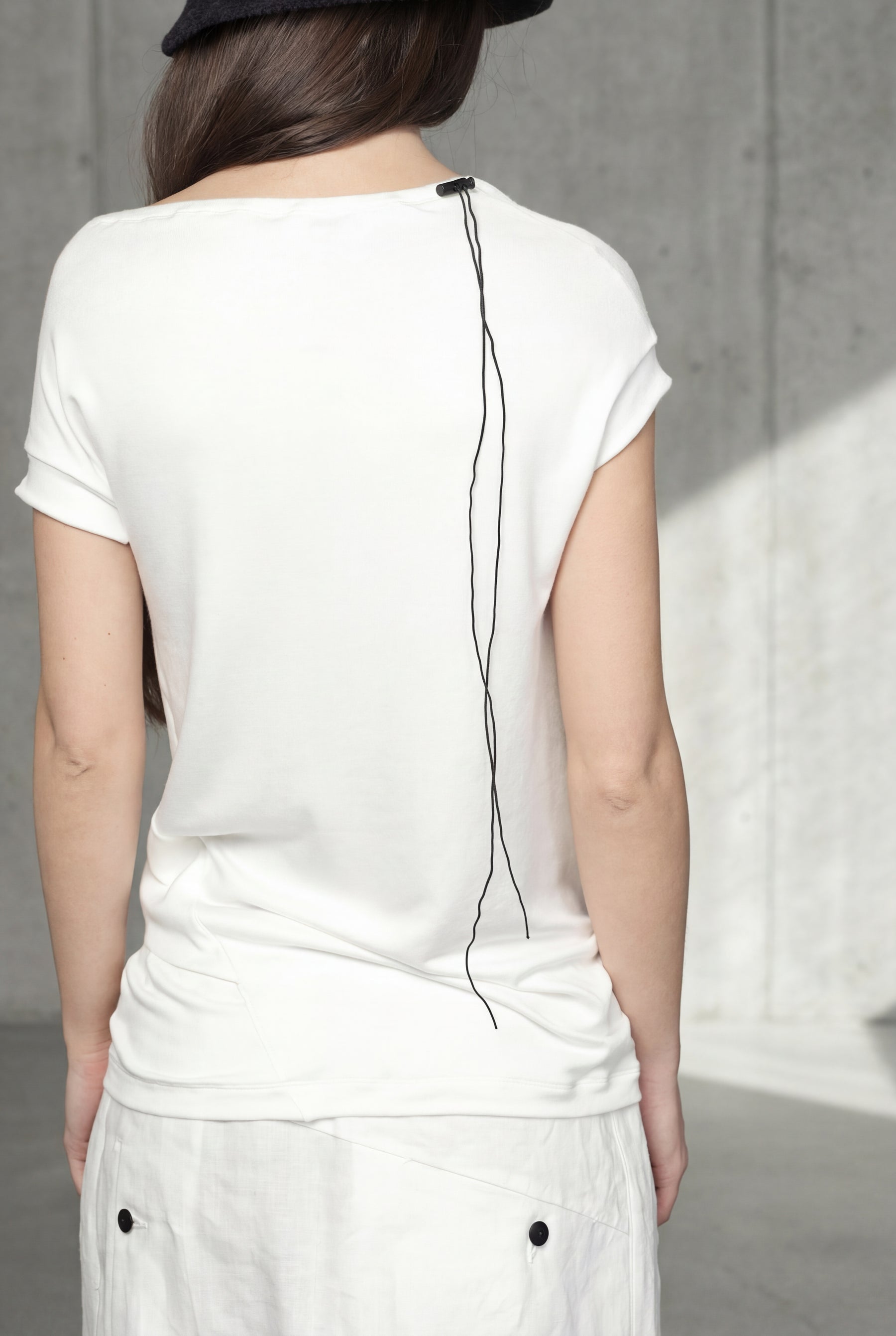 ASYMMETRICAL OFF WHITE DRAPED  WRAP TOP