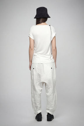 ASYMMETRICAL OFF WHITE DRAPED  WRAP TOP