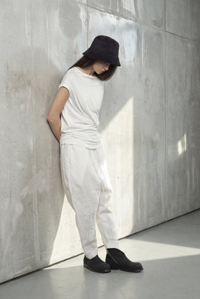 ASYMMETRICAL OFF WHITE DRAPED  WRAP TOP