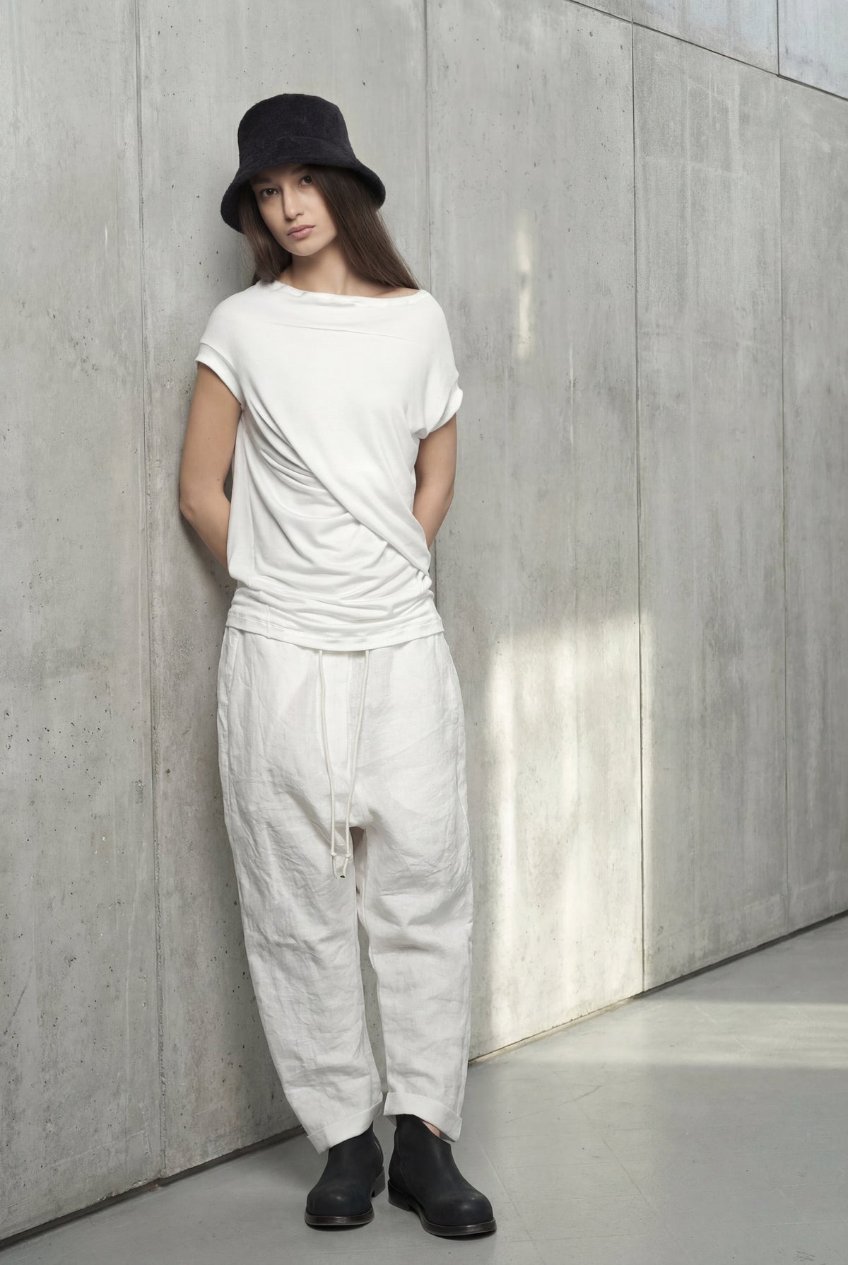 ASYMMETRICAL BLACK DRAPED  WRAP TOP