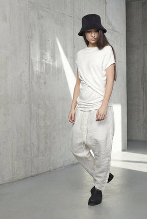 ASYMMETRICAL OFF WHITE DRAPED  WRAP TOP