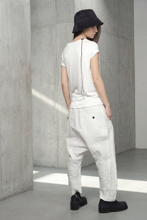 ASYMMETRICAL OFF WHITE DRAPED  WRAP TOP