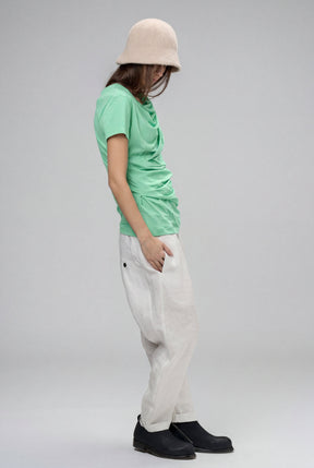 MINT GREEN SHORT SLEEVE DRAPE BLOUSE