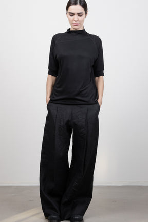 HALF SLEEVE MOCK NECK OFF WHITE TOP