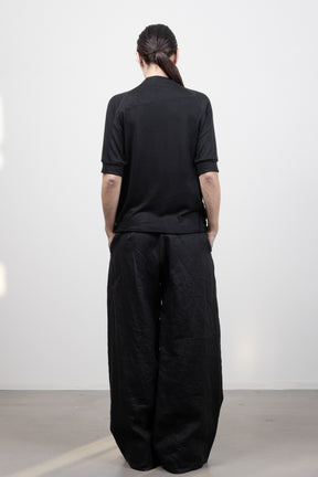 HALF SLEEVE MOCK NECK OFF WHITE TOP