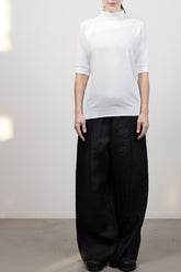 HALF SLEEVE MOCK NECK OFF WHITE TOP