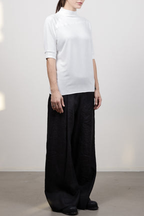 HALF SLEEVE MOCK NECK OFF WHITE TOP