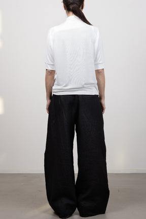 HALF SLEEVE MOCK NECK OFF WHITE TOP