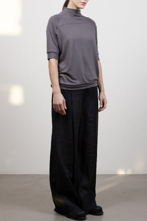 HALF SLEEVE MOCK NECK OFF WHITE TOP