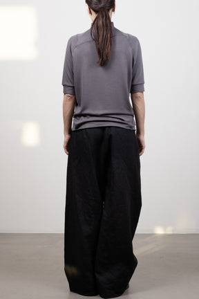 HALF SLEEVE MOCK NECK OFF WHITE TOP