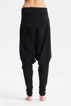 BLACK DROP CROTCH COTTON PANTS