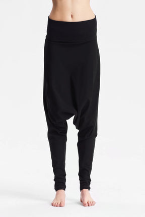 BLACK DROP CROTCH COTTON PANTS