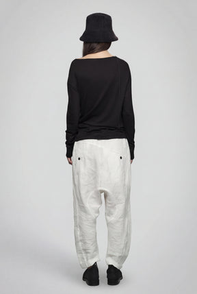 BLACK DRAPED WRAP LONG SLEEVE TOP