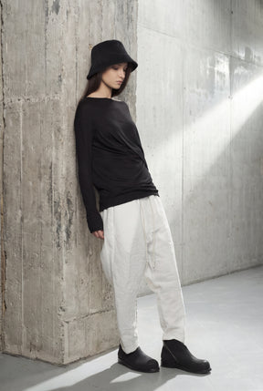 OFF WHITE DRAPED WRAP LONG SLEEVE TOP