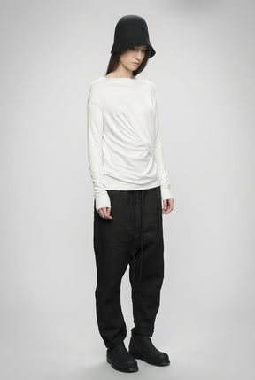 OFF WHITE DRAPED WRAP LONG SLEEVE TOP