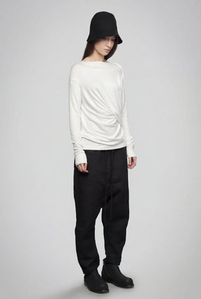OFF WHITE DRAPED WRAP LONG SLEEVE TOP