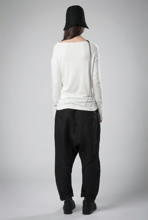 OFF WHITE DRAPED WRAP LONG SLEEVE TOP