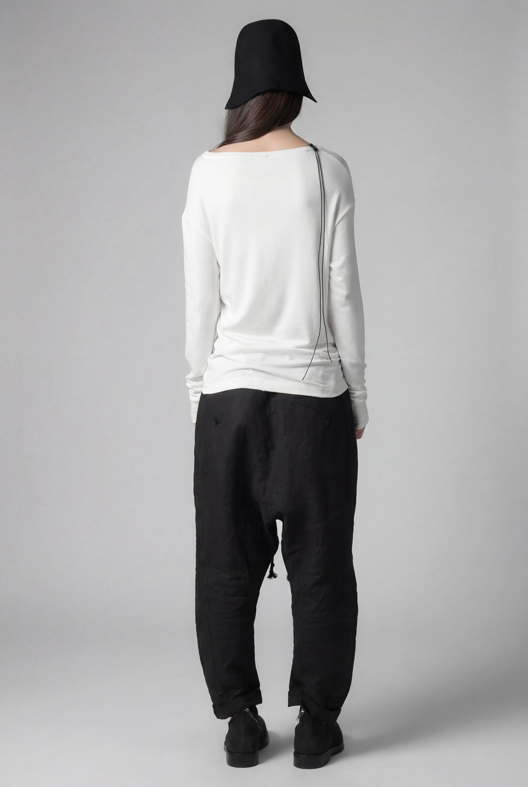 OFF WHITE DRAPED WRAP LONG SLEEVE TOP