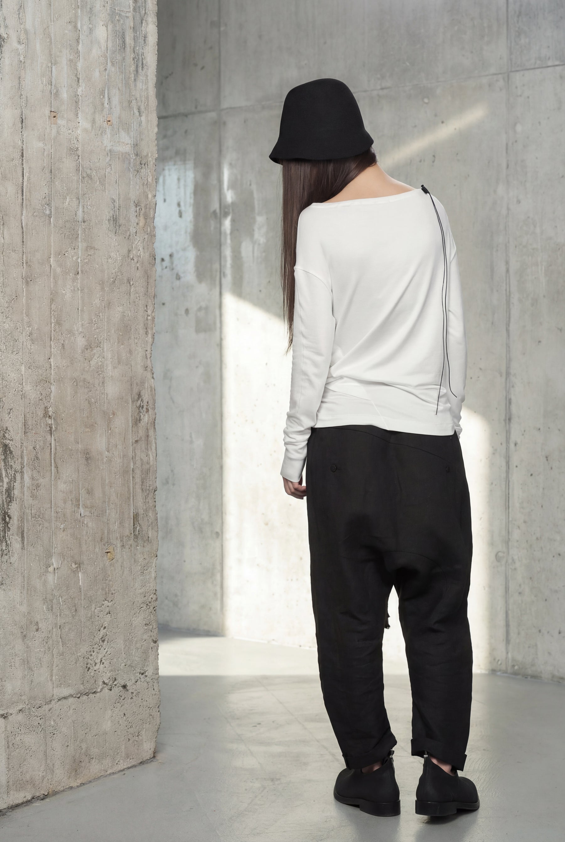 OFF WHITE DRAPED WRAP LONG SLEEVE TOP