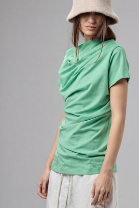 MINT GREEN SHORT SLEEVE DRAPE BLOUSE