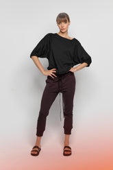 HALF SLEEVE BLACK LOOSE TOP