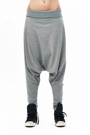 BLACK DROP CROTCH COTTON PANTS