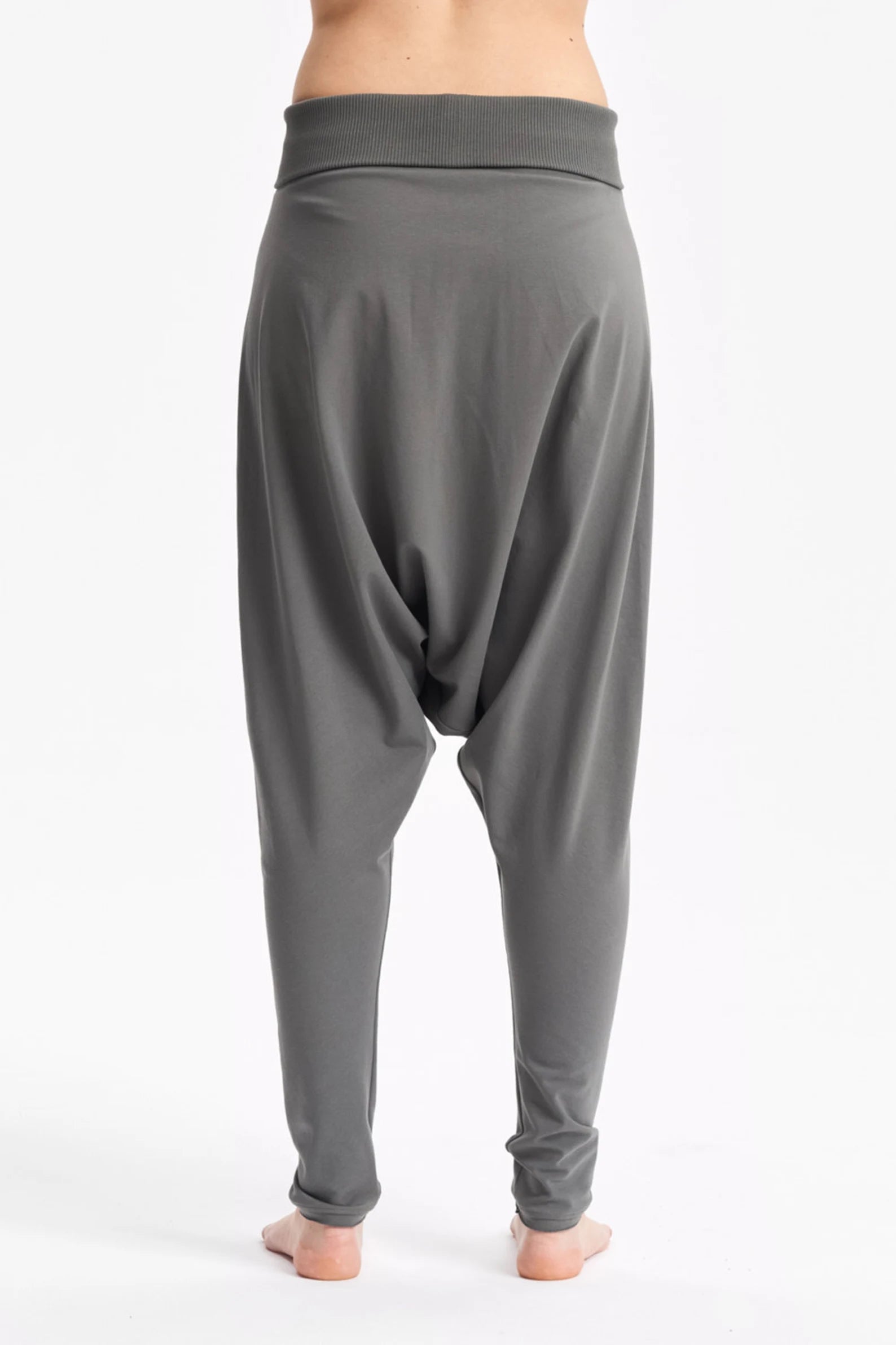 BLACK DROP CROTCH COTTON PANTS