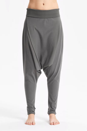 BLACK DROP CROTCH COTTON PANTS