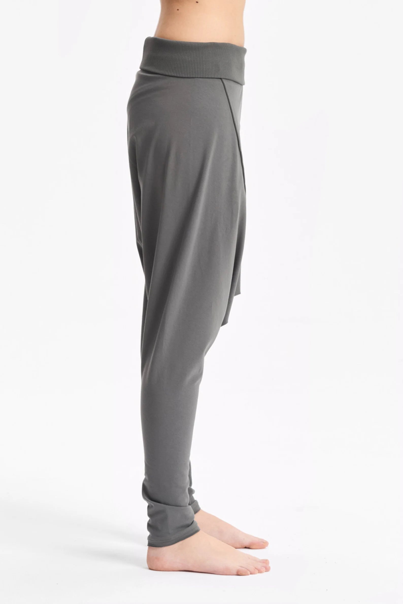 BLACK DROP CROTCH COTTON PANTS