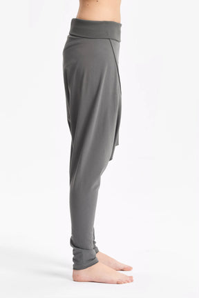 BLACK DROP CROTCH COTTON PANTS