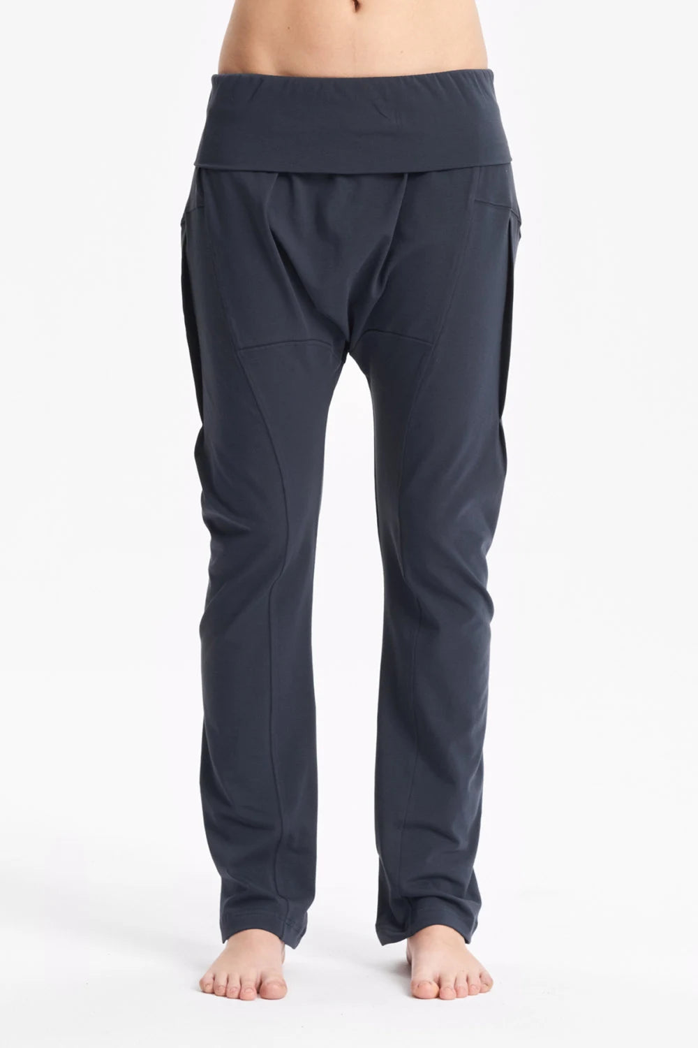 MUTED BLUE DROP CROTCH PANTS