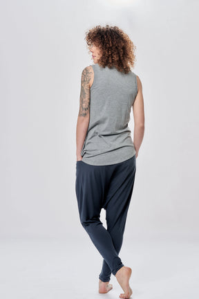 MUTED BLUE LOOSE HAREM PANTS WITH POCKETS