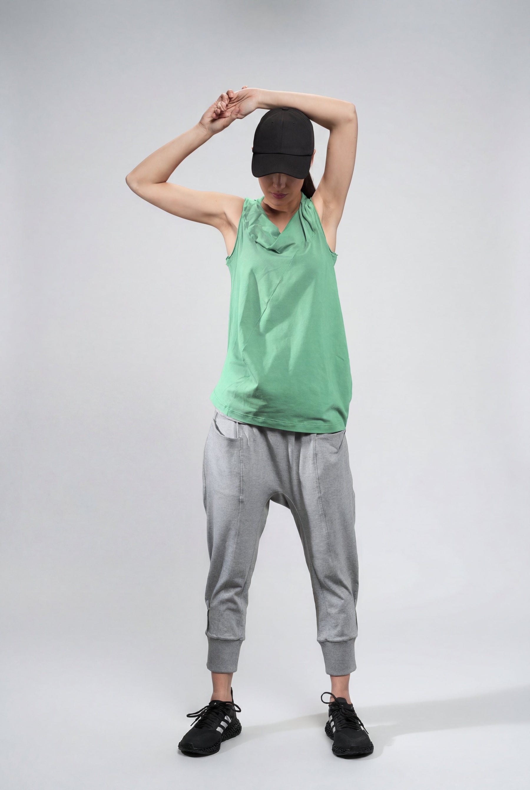 MINT GREEN DRAPE COLLAR TANK TOP