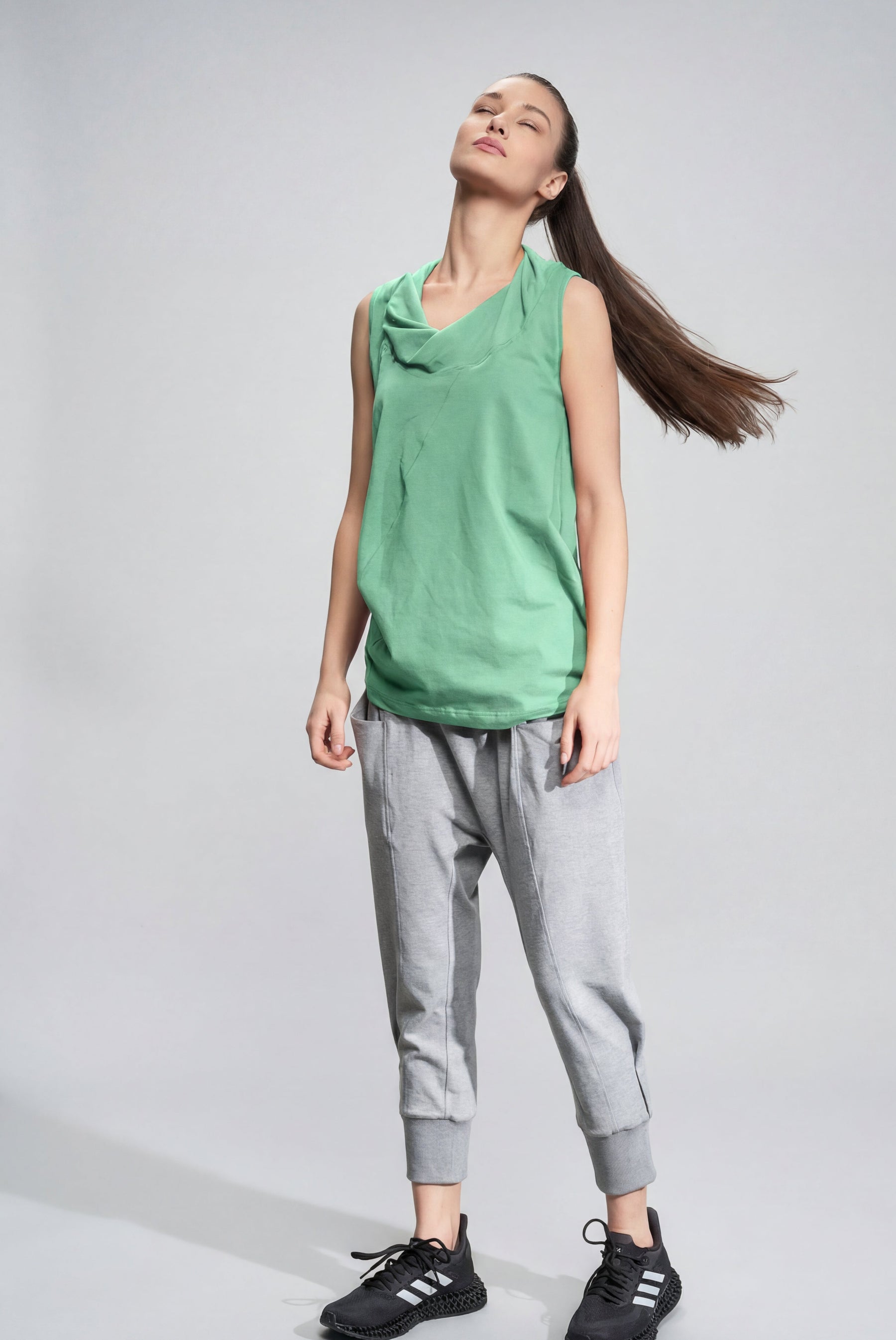 MINT GREEN DRAPE COLLAR TANK TOP